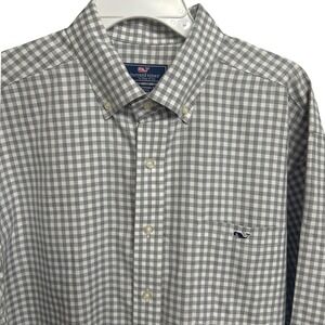 Vineyard Vines Classic‎ Fit Tucker Shirt Men Gray White Gingham Button Down LS